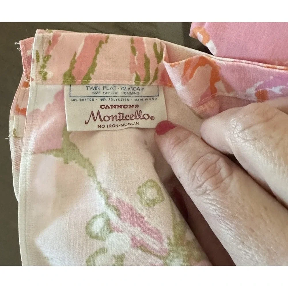 Vintage‎ Cannon Monticello Floral Hawaiian Twin Sheet Set No Iron Muslin